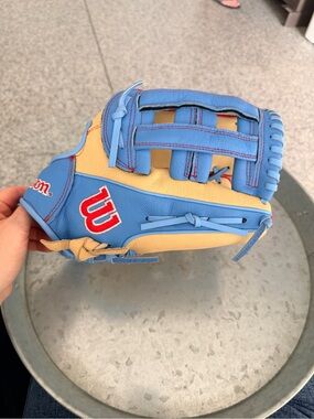 Wilson Blue and Tan Leather Baseball Glove